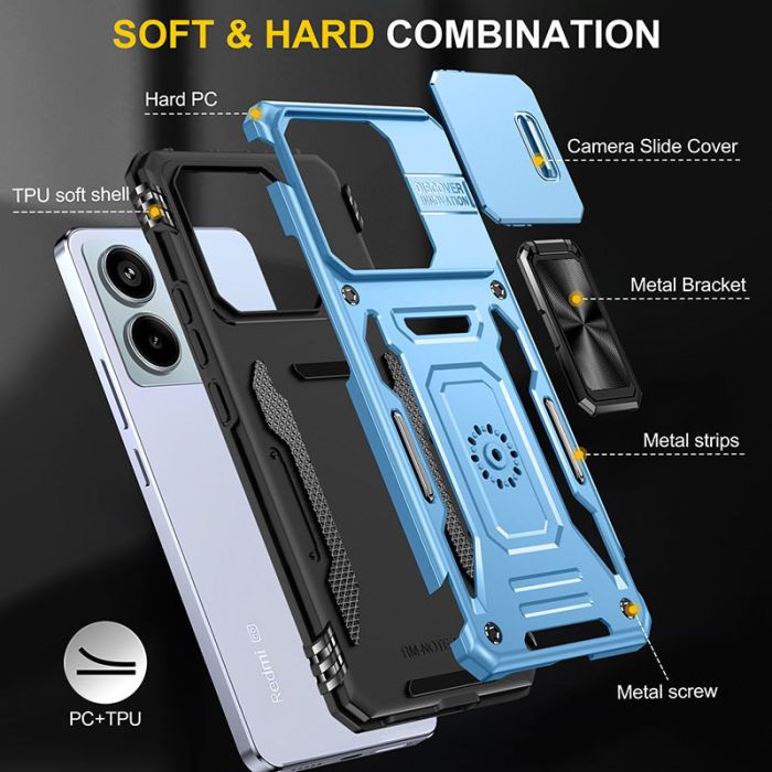 Ударостійкий чохол Camshield Army Ring для Xiaomi Redmi Note 13 Pro 4G / Poco M6 Pro 4G