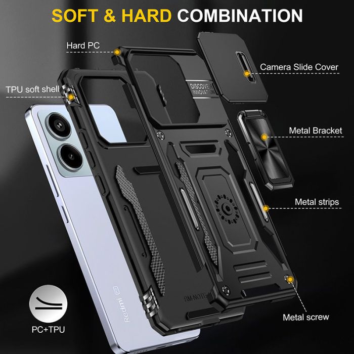 Ударостійкий чохол Camshield Army Ring для Xiaomi Redmi Note 13 Pro 4G / Poco M6 Pro 4G