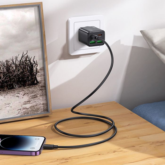 МЗП Hoco N55 Fundador PD20W four-port (2USB-A/2C) + кабель Type-C to Lightning