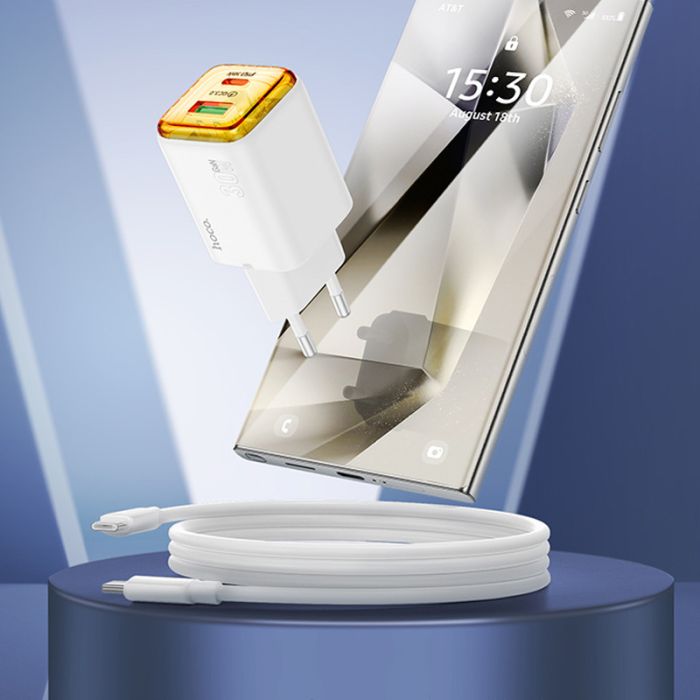 МЗП Hoco N53 Monsoon PD30W+QC3.0 (1USB-A/1C) + кабель Type-C to Type-C