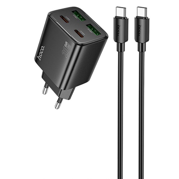 МЗП Hoco N55 Fundador PD20W four-port (2USB-A/2C) + кабель Type-C to Type-C