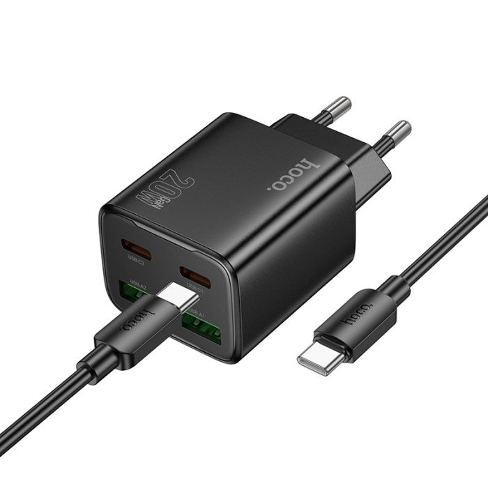МЗП Hoco N55 Fundador PD20W four-port (2USB-A/2C) + кабель Type-C to Type-C