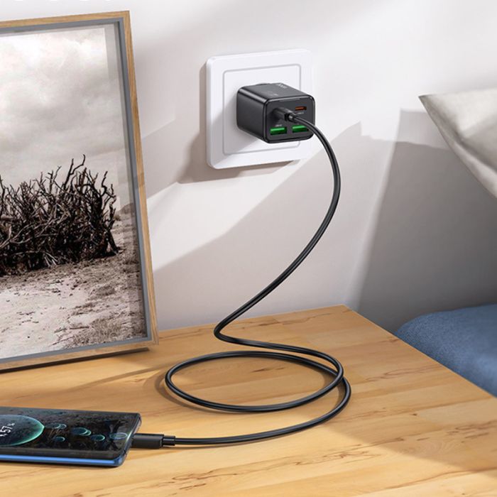 МЗП Hoco N55 Fundador PD20W four-port (2USB-A/2C) + кабель Type-C to Type-C