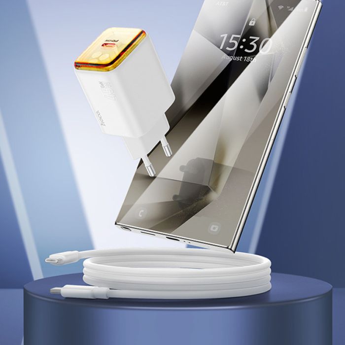 МЗП Hoco N54 Monsoon PD45W (1USB-C) + кабель Type-C to Type-C
