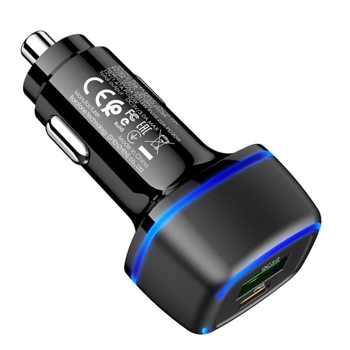 АЗП Borofone BZ14A Mercury PD20W+QC3.0 3A (1USB-A/1C) + кабель Type-C to Lightning