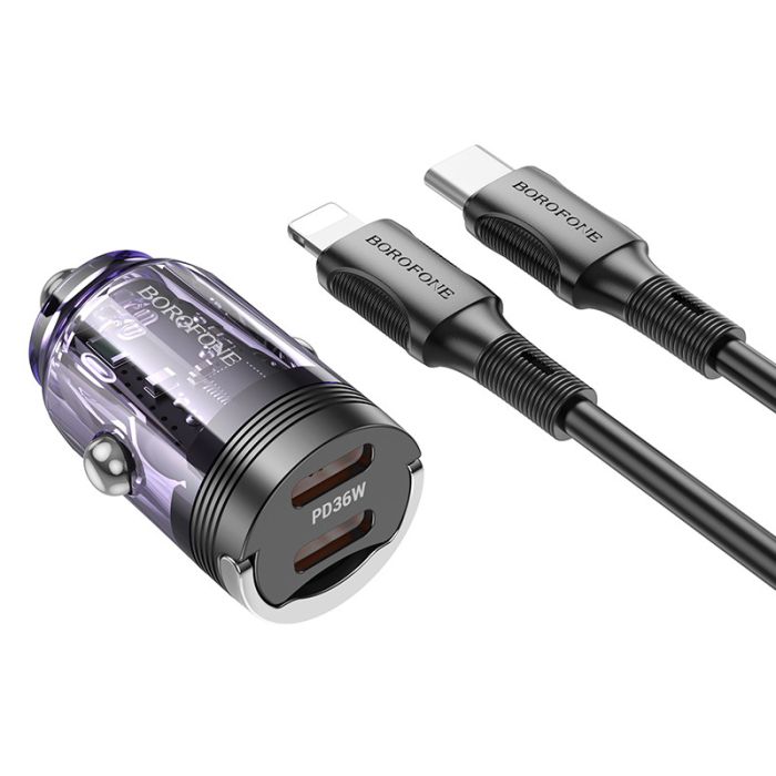 АЗП Borofone BZ29B Outstanding PD36W (2USB-C) + кабель Type-C to Lightning