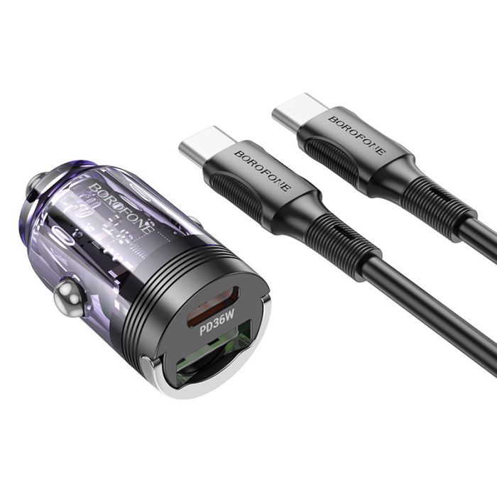 АЗП Borofone BZ29A Talented PD36W+QC3.0 (1USB-A/1C) + кабель Type-C to Type-C