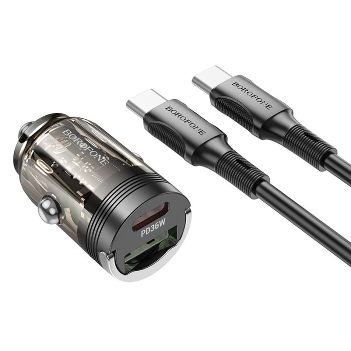 АЗП Borofone BZ29A Talented PD36W+QC3.0 (1USB-A/1C) + кабель Type-C to Type-C