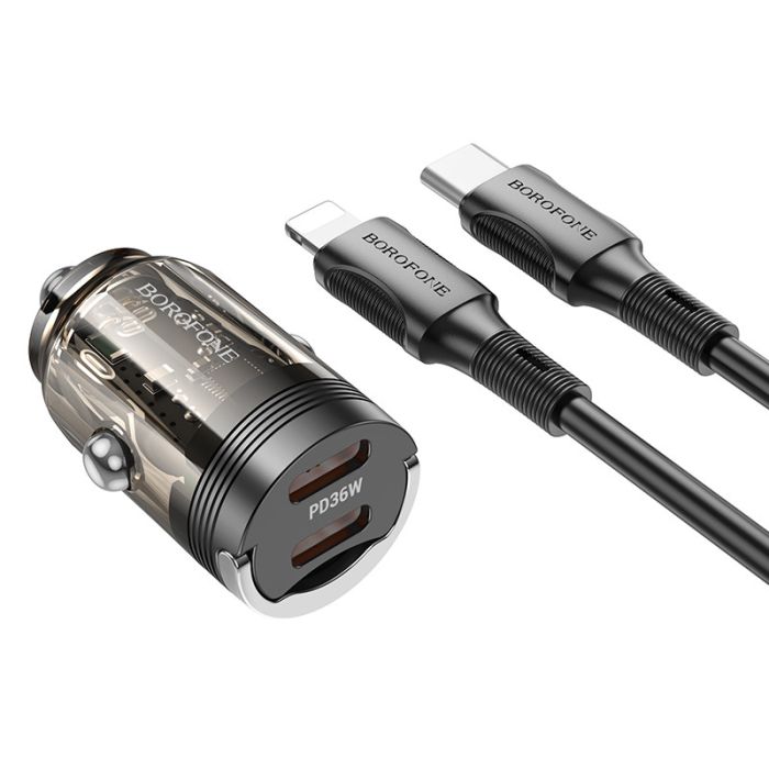 АЗП Borofone BZ29B Outstanding PD36W (2USB-C) + кабель Type-C to Lightning
