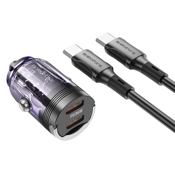 АЗП Borofone BZ29B Outstanding PD36W (2USB-C) + кабель Type-C to Type-C