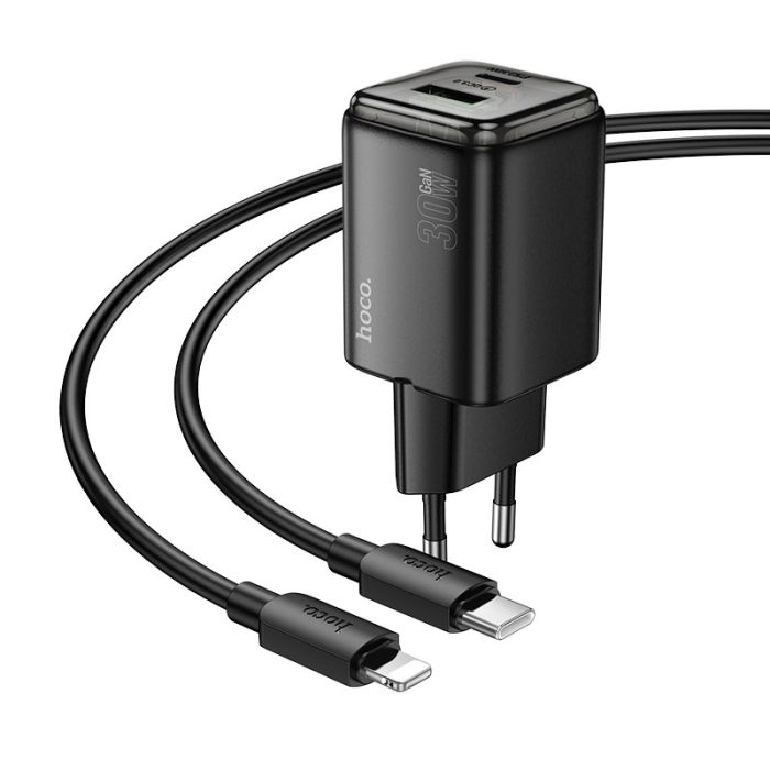 МЗП Hoco N53 Monsoon PD30W+QC3.0 (1USB-A/1C) + кабель Type-C to Lightning