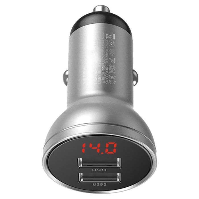 АЗП Baseus Digital Display 4.8A 24W (2USB-A) (CCBX)