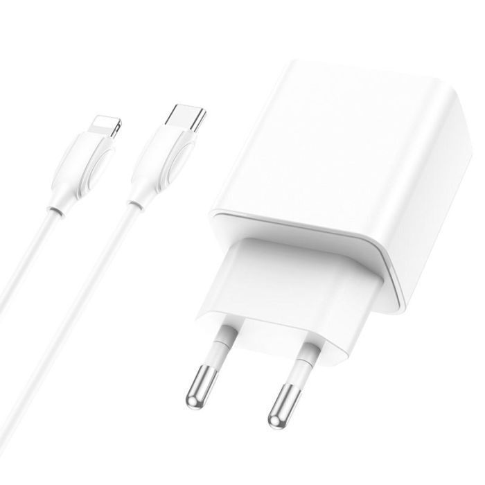 МЗП Borofone BA67A PD20W+QC3.0 (1USB-A/1C) + кабель Type-C to Lightning