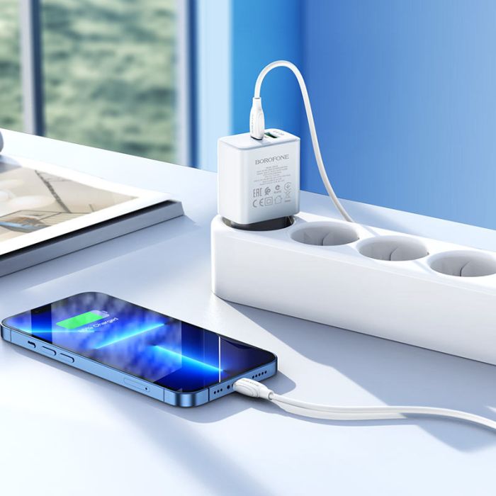 МЗП Borofone BA67A PD20W+QC3.0 (1USB-A/1C) + кабель Type-C to Lightning
