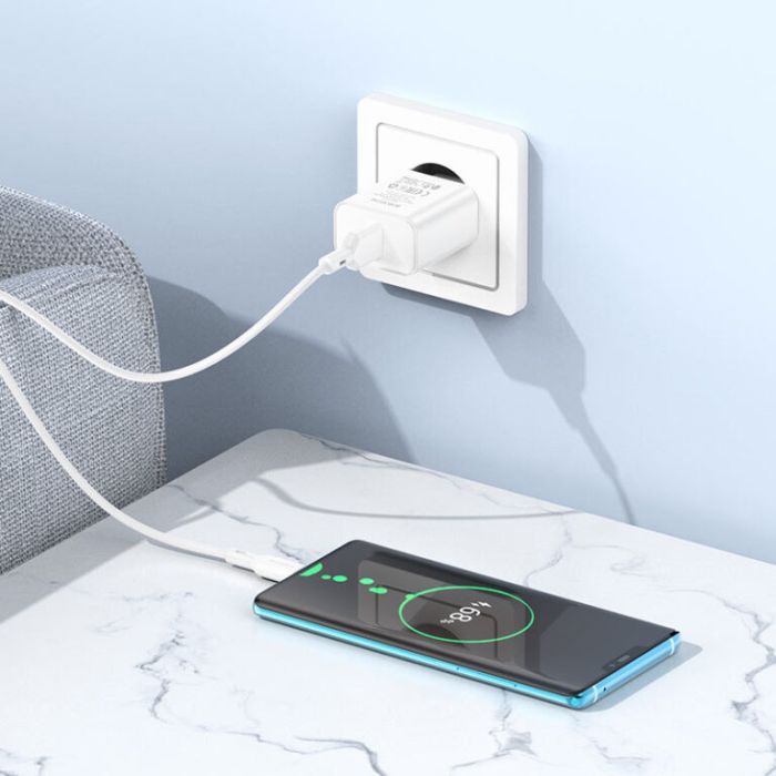 МЗП Borofone BA72A Spring QC3.0 (1USB-A) + кабель USB to Type-C