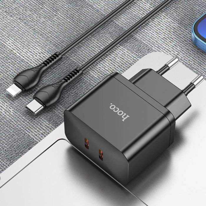 МЗП Hoco N29 PD35W (2USB-C) + кабель Type-C to Lightning