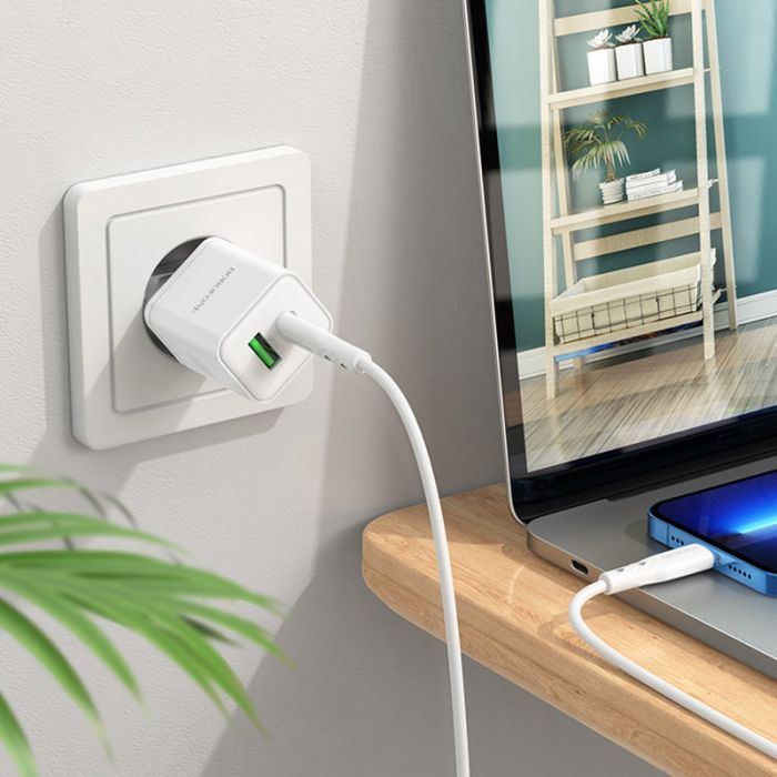 МЗП Borofone BN7 PD20W+QC3.0 (1USB-A/1C) + кабель Type-C to Lightning