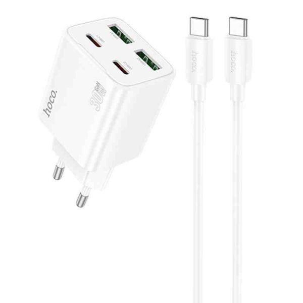 МЗП Hoco N56 Fundador PD30W four-port (2USB-A/2C) + кабель Type-C to Type-C