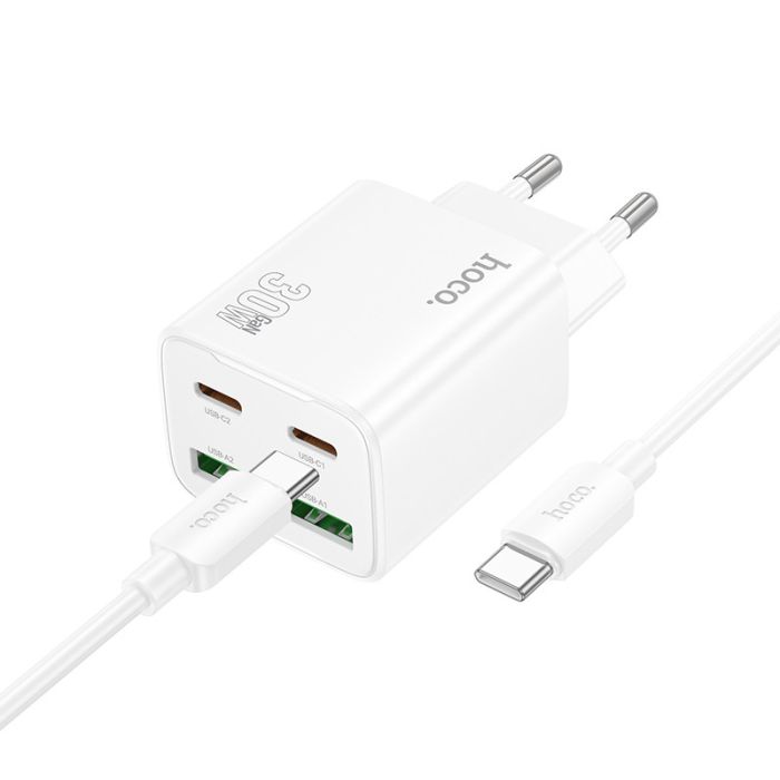 МЗП Hoco N56 Fundador PD30W four-port (2USB-A/2C) + кабель Type-C to Type-C
