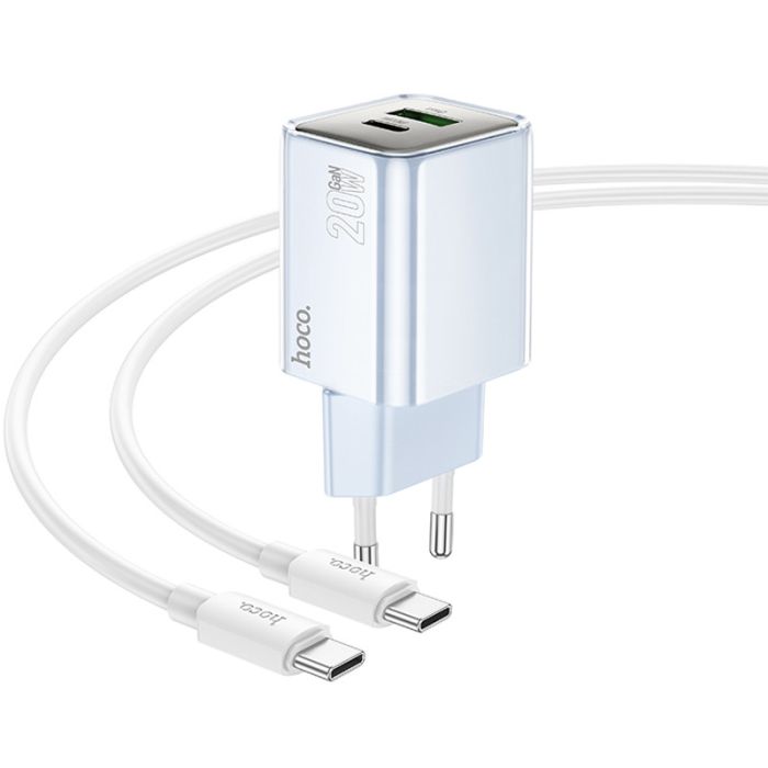 МЗП Hoco N46 Glorious PD20W+QC3.0 (1USB-A/1C) + кабель Type-C to Type-C