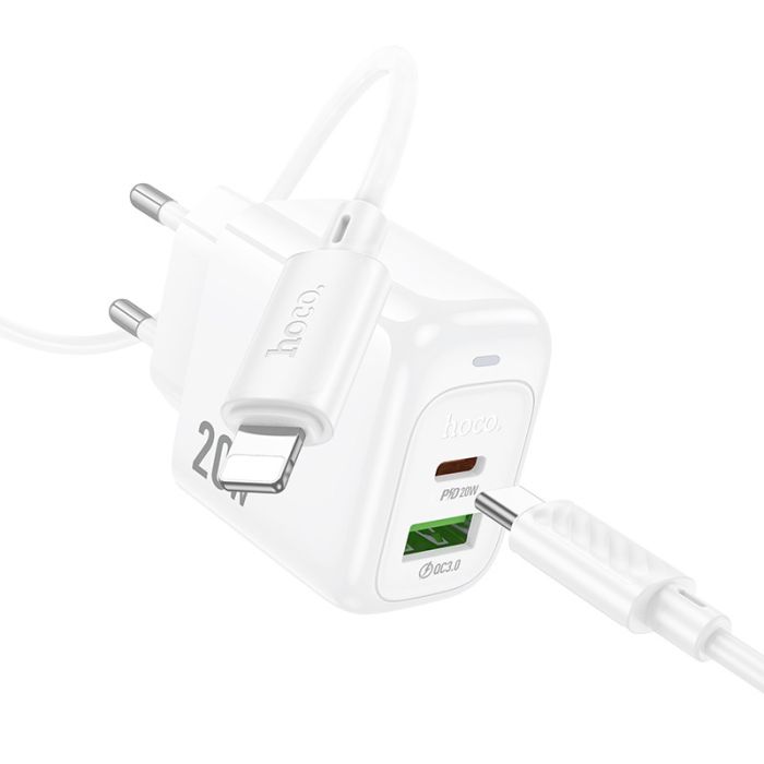 МЗП Hoco CS54A Surplus PD20W+QC3.0 (1USB-A/1C) + кабель Type-C to Lightning
