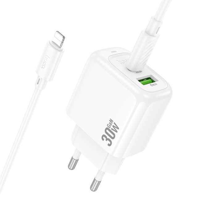 МЗП Hoco CS55A Surplus PD30W+QC3.0 (1USB-A/1C) + кабель Type-C to Lightning