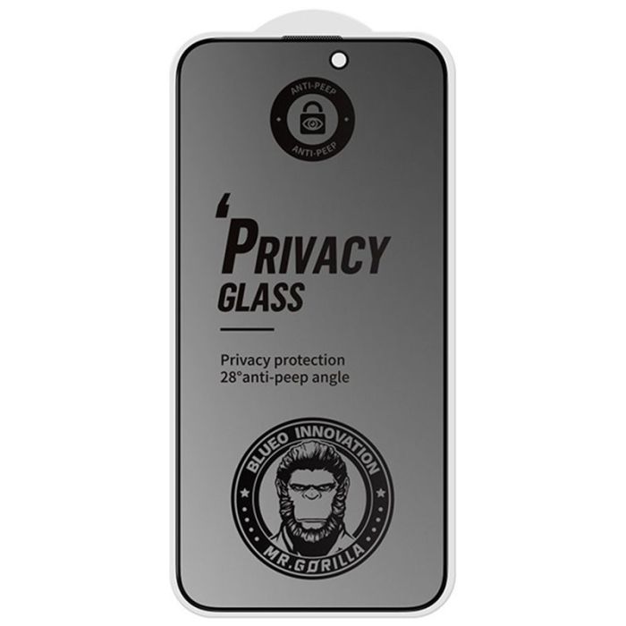 Захисне 2.5D скло Blueo Full Cover Anti-Peep Matte для Apple iPhone 15 Pro (6.1")