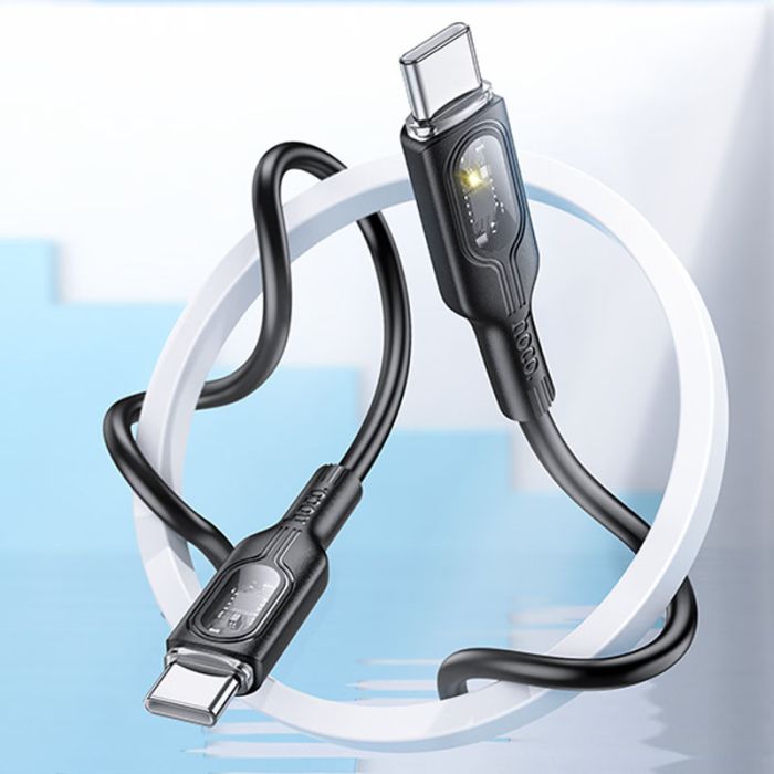 Дата кабель Hoco U120 Transparent explore intelligent power-off PD 60W Type-C to Type-C (1.2m)