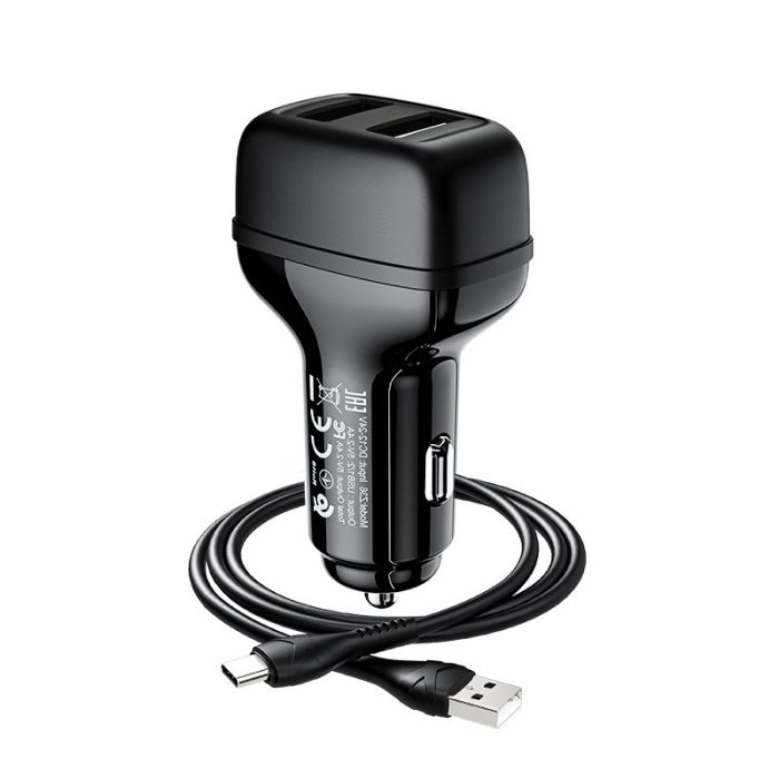 АЗП Hoco Z36 Leader 2.4A (2USB-A) + кабель USB to Type-C