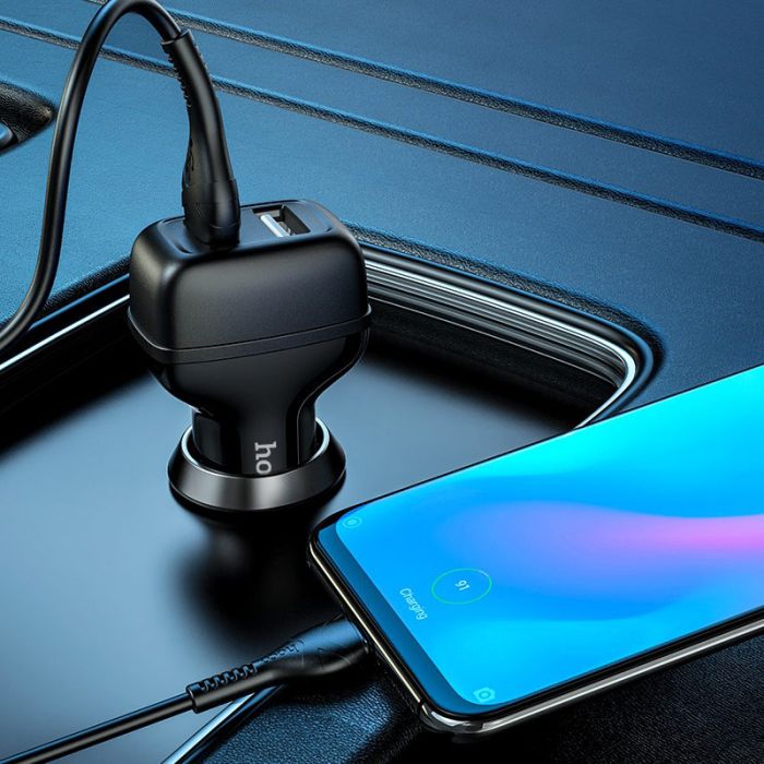 АЗП Hoco Z36 Leader 2.4A (2USB-A) + кабель USB to Type-C