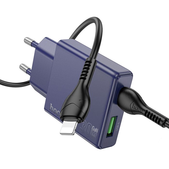 МЗП Hoco N45 Biscuit PD30W+QC3.0 (1USB-A/1C) + кабель Type-C to Lightning