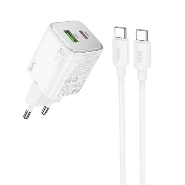 МЗП Hoco N41 Almighty PD20W+QC3.0 (1USB-A/1C) + кабель Type-C to Type-C
