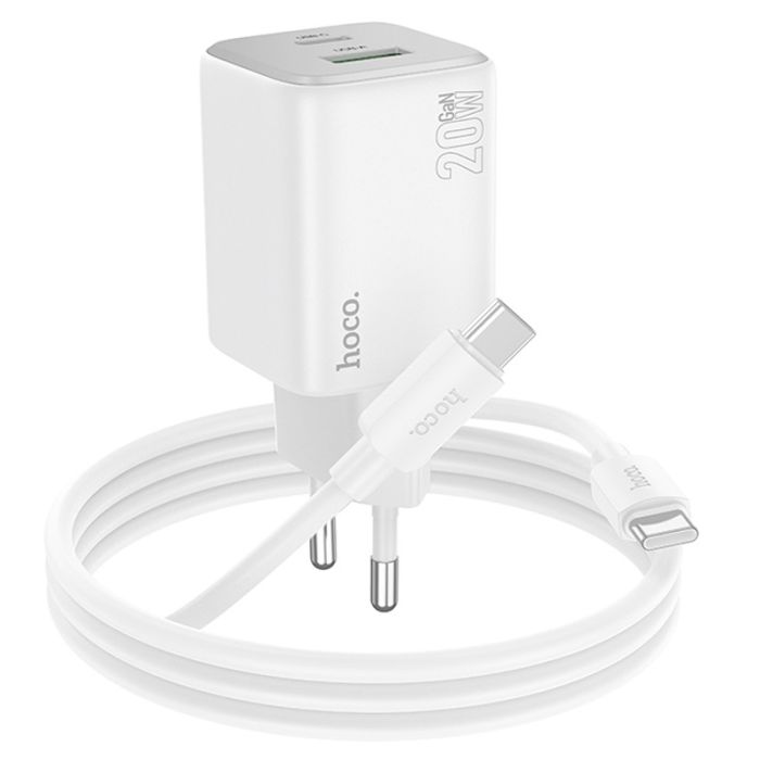 МЗП Hoco N41 Almighty PD20W+QC3.0 (1USB-A/1C) + кабель Type-C to Type-C