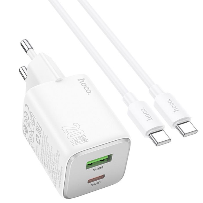 МЗП Hoco N41 Almighty PD20W+QC3.0 (1USB-A/1C) + кабель Type-C to Type-C