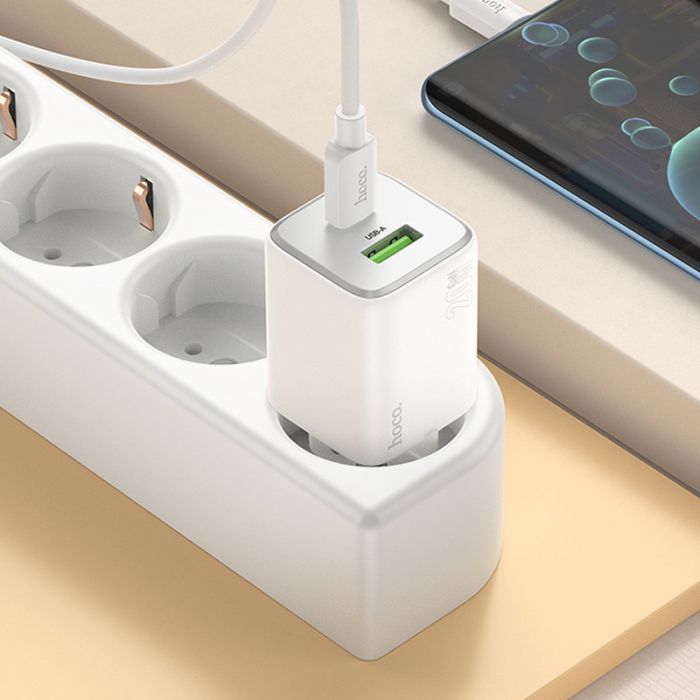 МЗП Hoco N41 Almighty PD20W+QC3.0 (1USB-A/1C) + кабель Type-C to Type-C