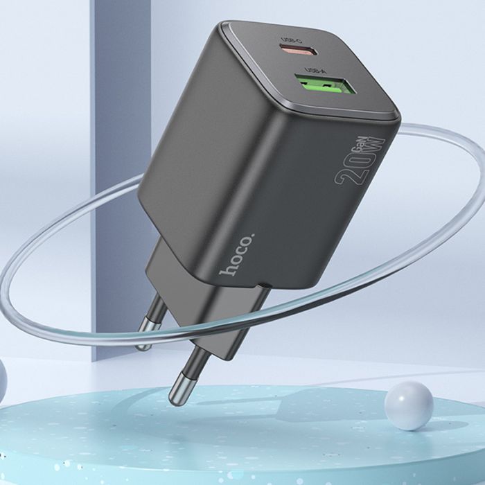 МЗП Hoco N41 Almighty PD20W+QC3.0 (1USB-A/1C) + кабель Type-C to Type-C