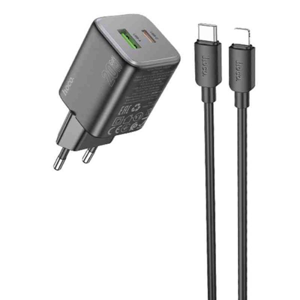 МЗП Hoco N41 Almighty PD20W+QC3.0 (1USB-A/1C) + кабель Type-C to Lightning