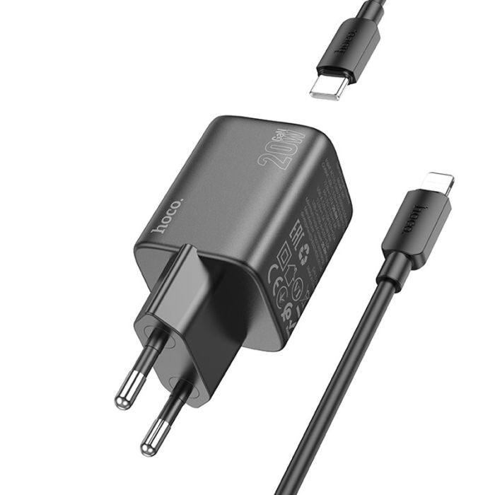 МЗП Hoco N41 Almighty PD20W+QC3.0 (1USB-A/1C) + кабель Type-C to Lightning