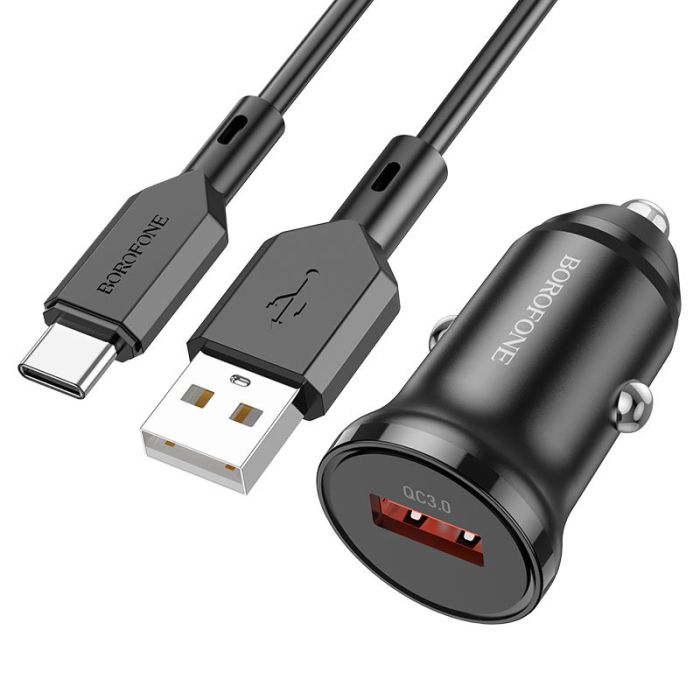 АЗП Borofone BZ18 QC3.0 (1USB-A) + кабель USB to Type-C