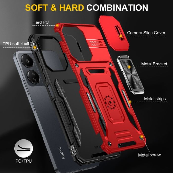 Ударостійкий чохол Camshield Army Ring для Xiaomi Redmi 13C / Poco C65