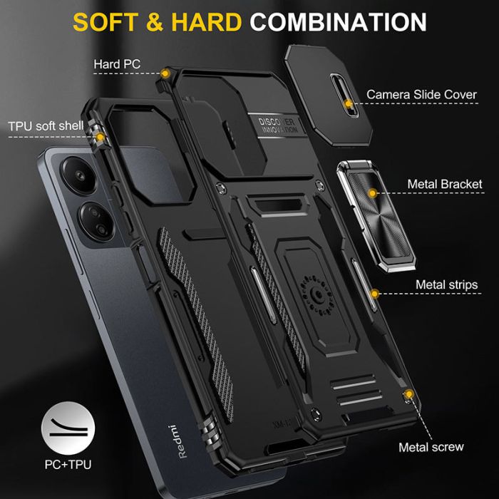 Ударостійкий чохол Camshield Army Ring для Xiaomi Redmi 13C / Poco C65
