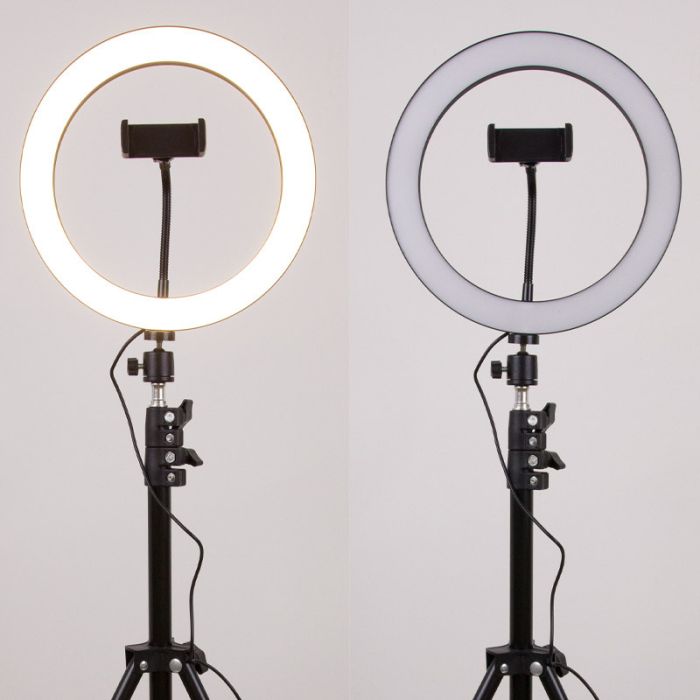 Кільцева світлодіодна LED лампа Flat Ring 10" + tripod 2.1m