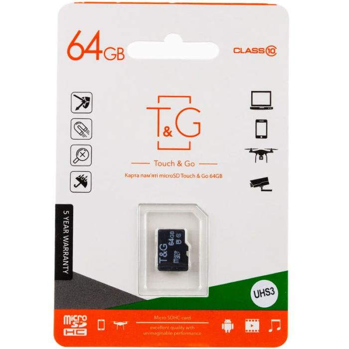 Карта пам'яті T&G microSDXC (UHS-3) 64 GB class 10 (без адаптера)