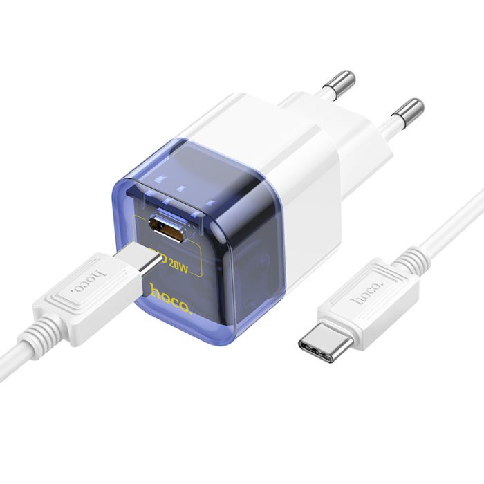 МЗП Hoco C125A Transparent PD20W (1USB-C) + кабель Type-C to Type-C
