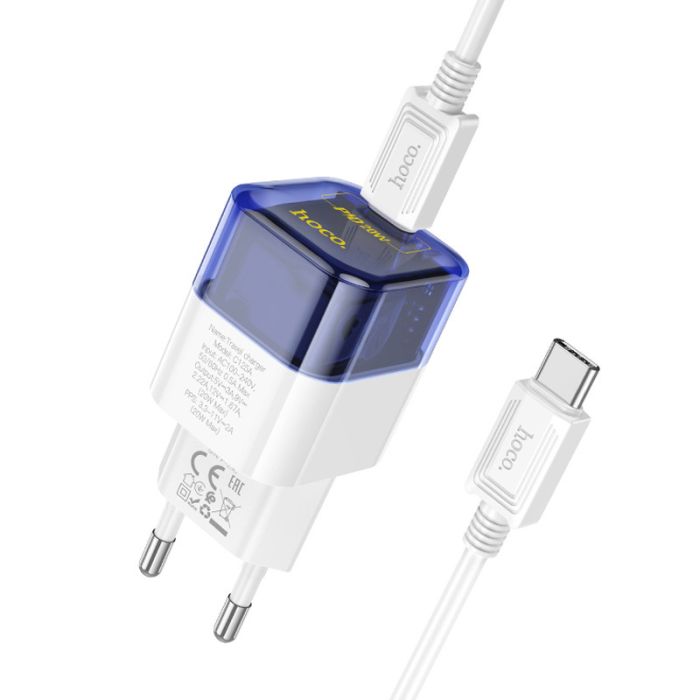МЗП Hoco C125A Transparent PD20W (1USB-C) + кабель Type-C to Type-C