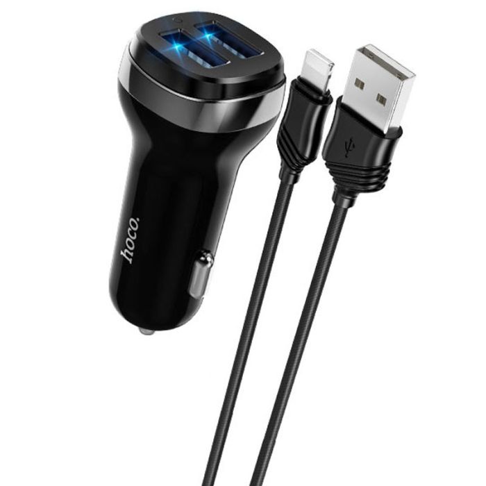 АЗП Hoco Z40 Superior 2.4A (2USB-A) + кабель USB to Lightning