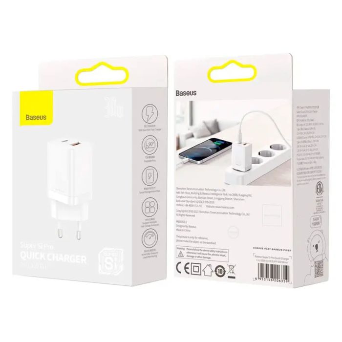 МЗП Baseus Super Si Pro Quick Charger 30W (1USB-A/1C) (CCSUPP-E)