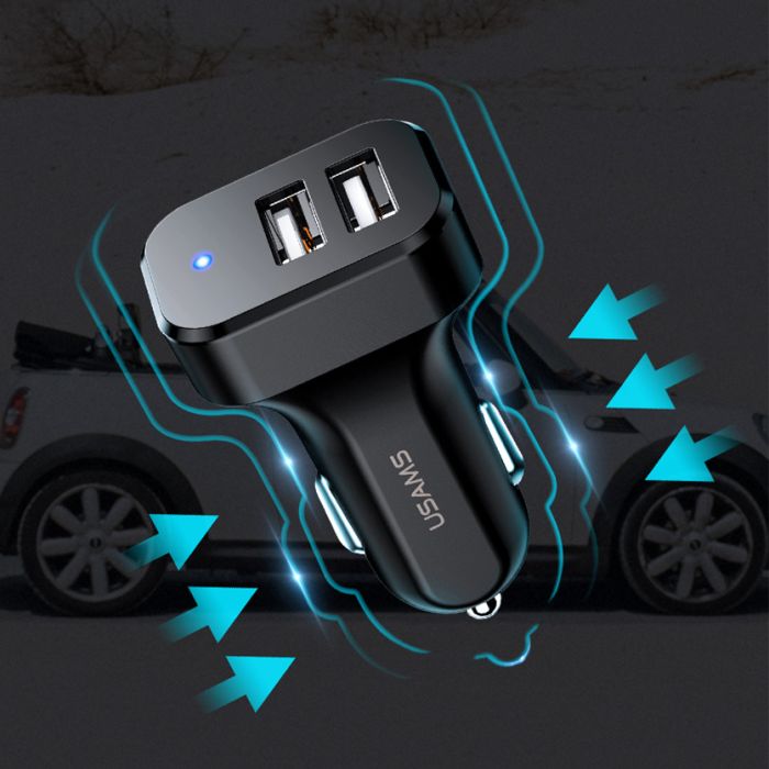 АЗП Usams C13 2.1A (2USB-A) + кабель 3in1 (USB to M+L+C)