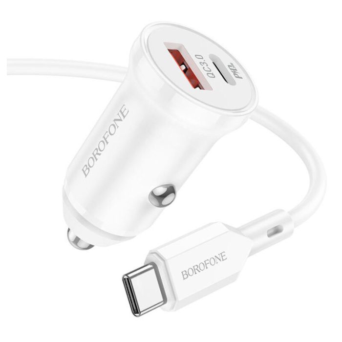 АЗП Borofone BZ18A PD20W+QC3.0 (1USB-A/1C) + кабель Type-C to Type-C