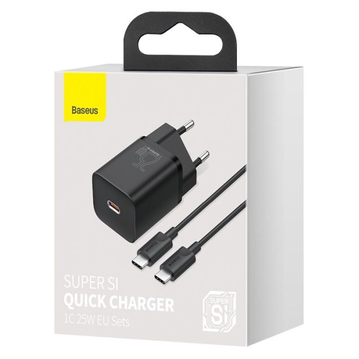 МЗП Baseus Super Si Quick Charger 25W (1USB-C) + кабель Type-C to Type-C (TZCCSUP-L)